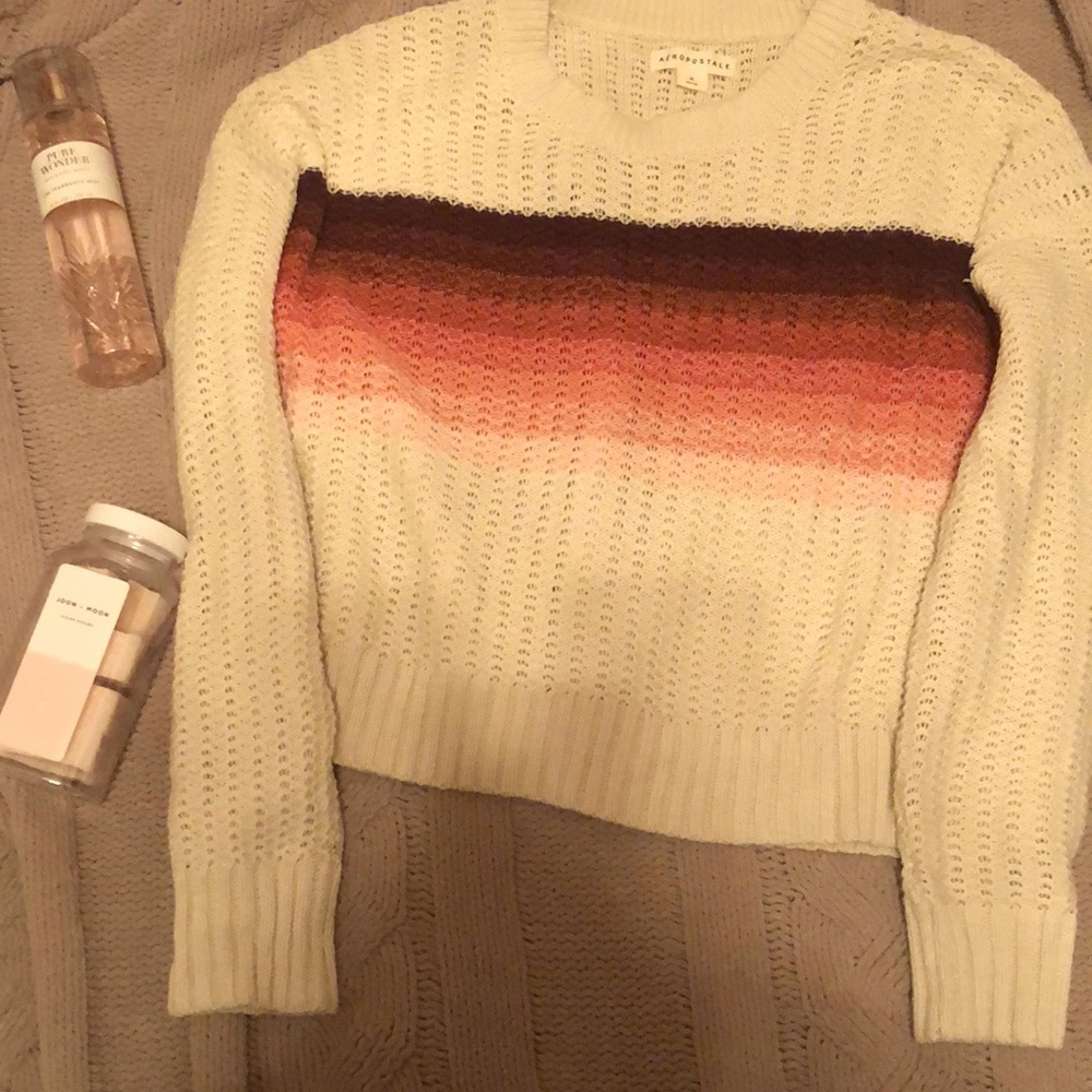 Aeropostale size medium color white with stripes of pink, red, violet, purple